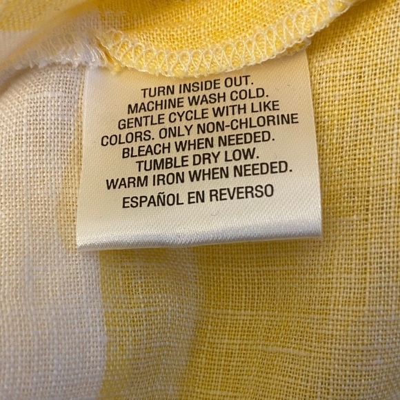 Charter Club NWT 100% Linen Tunic Top Yellow White Stripe Lace Trim V Neck Sz 2X - Picture 8 of 12